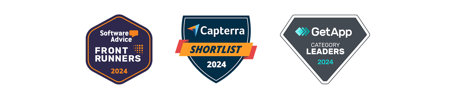 Insignias de Front Runners, Capterra y GetApp