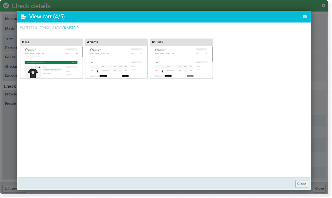 Captura de pantalla de tira de película mostrando cargas de página